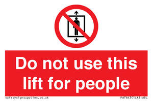 PA7643: Do not use this lift for people