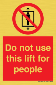 PA7643: Do not use this lift for people