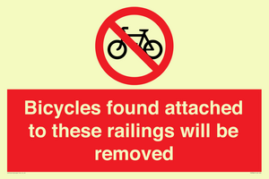 PA7864: Bicycles found attached to these railings will be removed