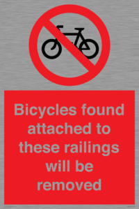 PA7864: Bicycles found attached to these railings will be removed