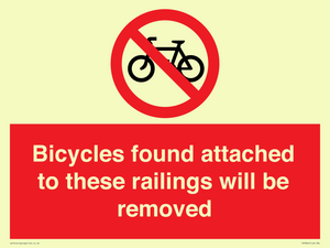 PA7864: Bicycles found attached to these railings will be removed