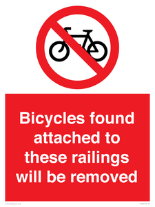 PA7864: Bicycles found attached to these railings will be removed