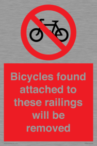 PA7864: Bicycles found attached to these railings will be removed