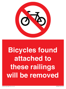 PA7864: Bicycles found attached to these railings will be removed