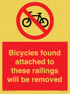 PA7864: Bicycles found attached to these railings will be removed