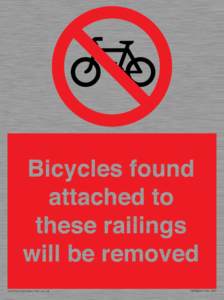 PA7864: Bicycles found attached to these railings will be removed