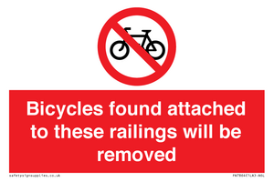 PA7864: Bicycles found attached to these railings will be removed