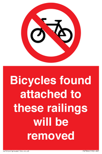 PA7864: Bicycles found attached to these railings will be removed