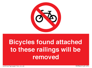 PA7864: Bicycles found attached to these railings will be removed