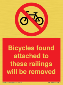 PA7864: Bicycles found attached to these railings will be removed