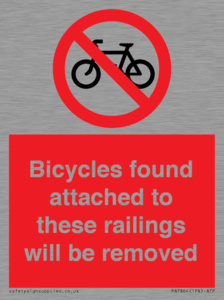 PA7864: Bicycles found attached to these railings will be removed