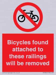 PA7864: Bicycles found attached to these railings will be removed