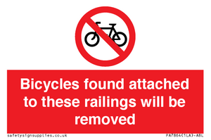 PA7864: Bicycles found attached to these railings will be removed