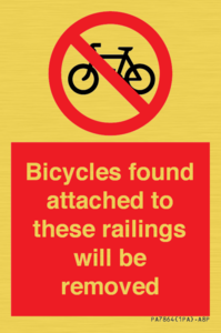 PA7864: Bicycles found attached to these railings will be removed