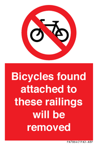 PA7864: Bicycles found attached to these railings will be removed