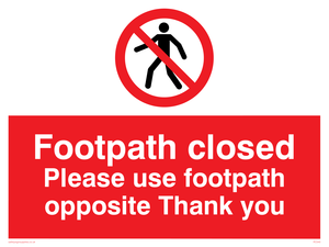 PC540: footpath closed use opposite