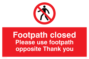 PC540: footpath closed use opposite