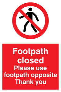 PC540: footpath closed use opposite