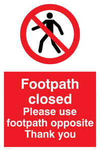PC540: footpath closed use opposite
