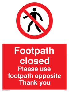 PC540: footpath closed use opposite