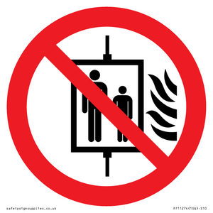 PF11274: P020 Prohibition: Do not use lift in the event of fire