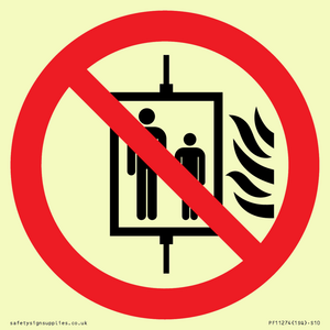 PF11274: P020 Prohibition: Do not use lift in the event of fire