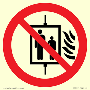 PF11274: P020 Prohibition: Do not use lift in the event of fire