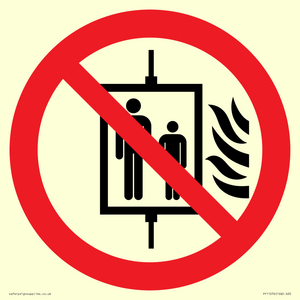 PF11274: P020 Prohibition: Do not use lift in the event of fire
