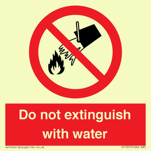 PF1357: Do not extinguish with water