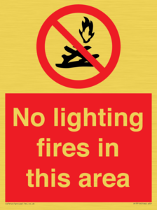 PF7719: No lighting fires in this area