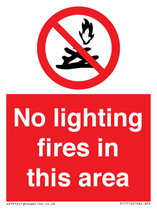PF7719: No lighting fires in this area