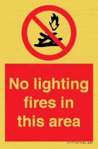 PF7719: No lighting fires in this area