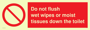 PH5783: Do not flush wet wipes or moist tissues down the toilet