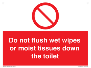 PH5783: Do not flush wet wipes or moist tissues down the toilet