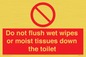 PH5783: Do not flush wet wipes or moist tissues down the toilet
