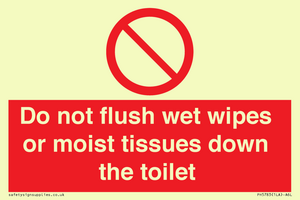 PH5783: Do not flush wet wipes or moist tissues down the toilet