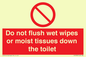PH5783: Do not flush wet wipes or moist tissues down the toilet