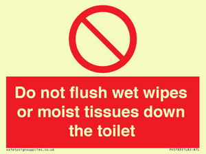 PH5783: Do not flush wet wipes or moist tissues down the toilet