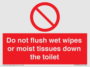 PH5783: Do not flush wet wipes or moist tissues down the toilet