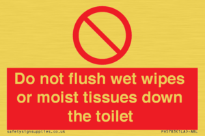 PH5783: Do not flush wet wipes or moist tissues down the toilet
