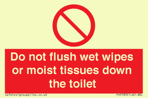 PH5783: Do not flush wet wipes or moist tissues down the toilet