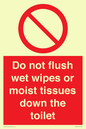 PH5783: Do not flush wet wipes or moist tissues down the toilet