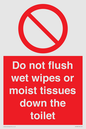PH5783: Do not flush wet wipes or moist tissues down the toilet