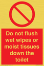 PH5783: Do not flush wet wipes or moist tissues down the toilet