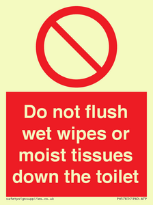 PH5783: Do not flush wet wipes or moist tissues down the toilet