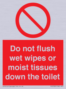 PH5783: Do not flush wet wipes or moist tissues down the toilet