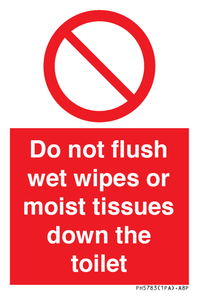 PH5783: Do not flush wet wipes or moist tissues down the toilet