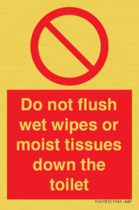 PH5783: Do not flush wet wipes or moist tissues down the toilet