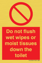 PH5783: Do not flush wet wipes or moist tissues down the toilet