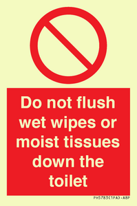 PH5783: Do not flush wet wipes or moist tissues down the toilet